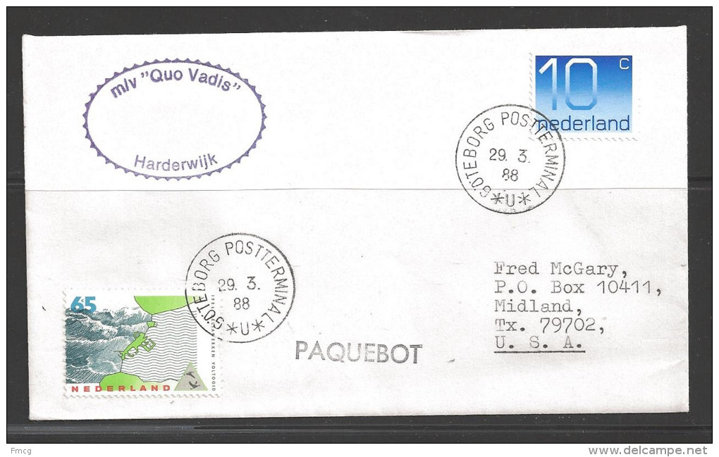 1988 Paquebot Cover, Netherlands Stamps Mailed In Goteborg, Sweden - Covers & Documents