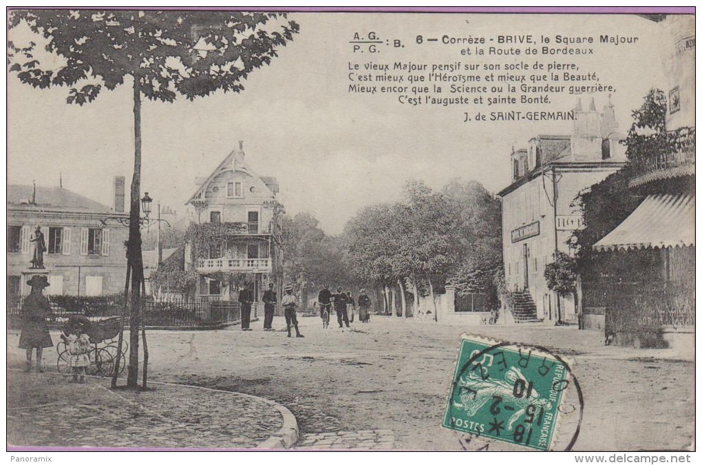 19  °°  Brive  :-   Le  Square  Majour  Route  De  Bordeaux   ***   écrite  15-02-1910 - Brive La Gaillarde