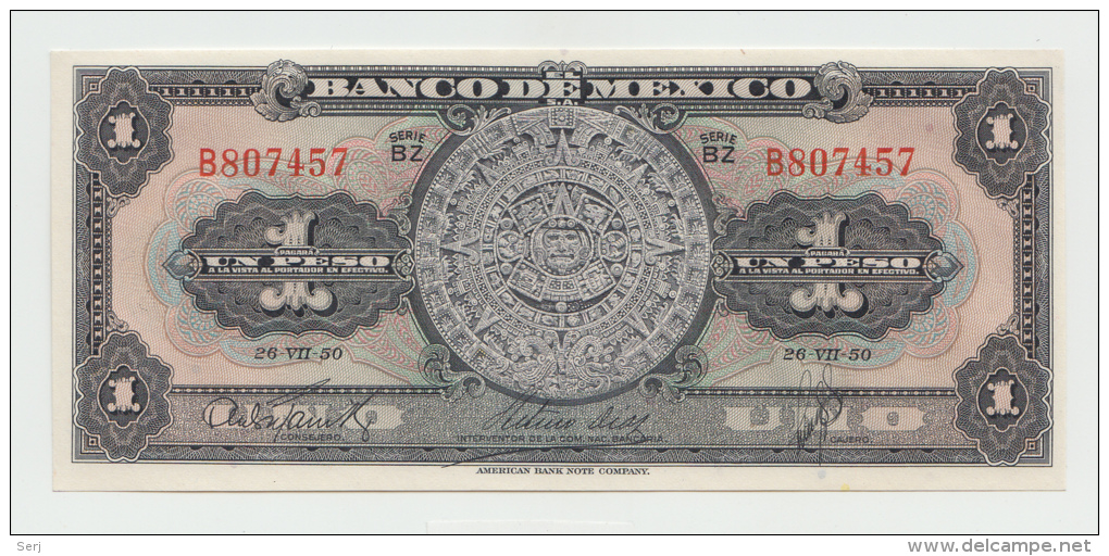 Mexico 1 Peso 1950 UNC NEUF Pick 46b  46 B Series BZ - Mexiko