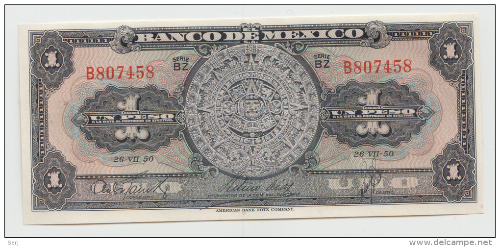 Mexico 1 Peso 1950 UNC NEUF Pick 46b  46 B Series BZ - México