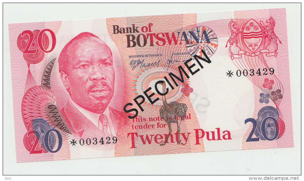 BOTSWANA 20 PULA 1979 SPECIMEN UNC NEUF - Botswana