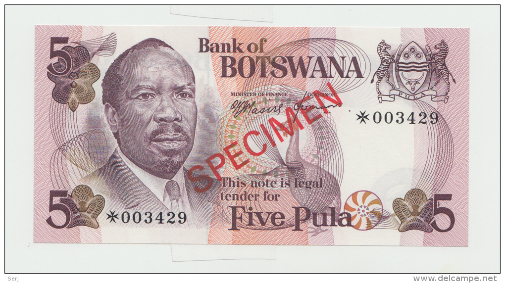 BOTSWANA 5 PULA 1976 SPECIMEN UNC NEUF - Botswana