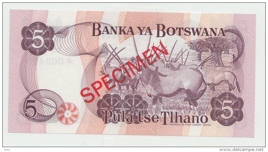 BOTSWANA 5 PULA 1976 SPECIMEN UNC NEUF - Botswana