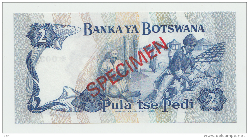 BOTSWANA 2 PULA 1976 SPECIMEN UNC NEUF - Botswana