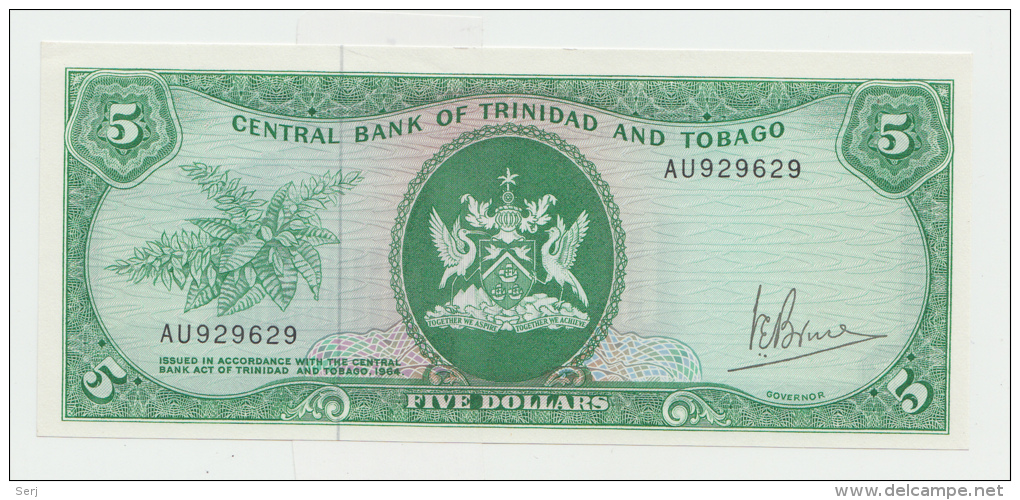 TRINIDAD &amp; TOBAGO 5 DOLLARS 1964 (1977) AUNC+ Pick 31a - Trinité & Tobago