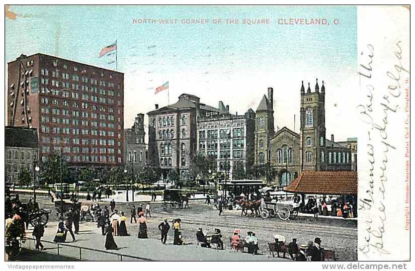 235119-Ohio, Cleveland, Northwest Corner Of The Square, 1906 PM, German-American Postal Card Co - Cleveland