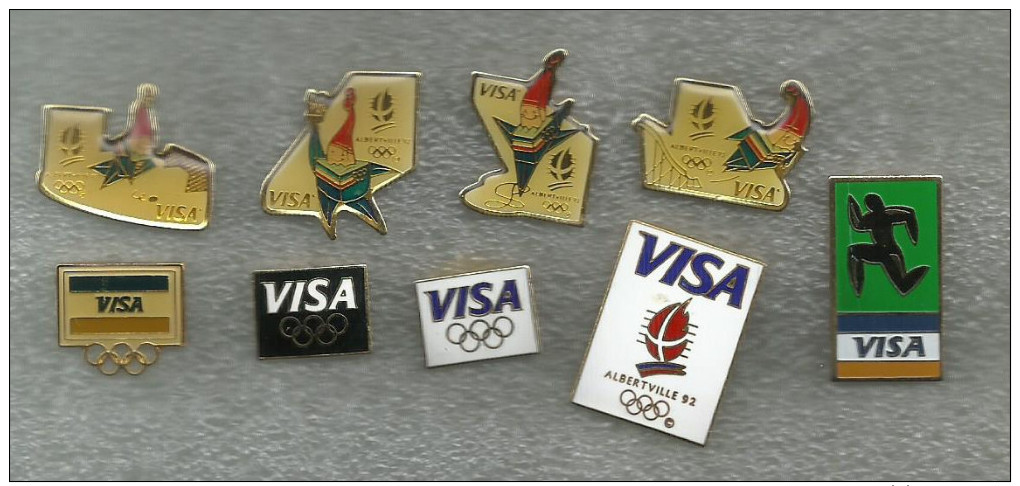 LOT DE 9 PIN´S JEUX OLYMPIQUES ALBERTVILLE 92 VISA - Jeux Olympiques