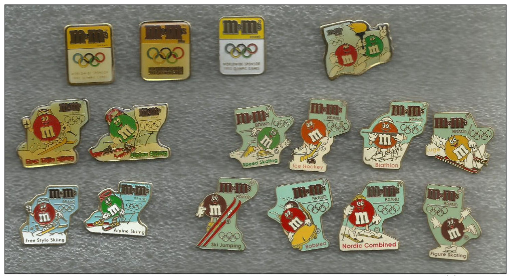 LOT DE 16 PIN´S JEUX OLYMPIQUES ALBERTVILLE 92 M&MS - Giochi Olimpici