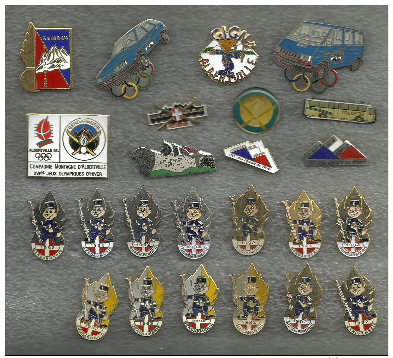 LOT DE 24 PIN´S JEUX OLYMPIQUES ALBERTVILLE 92 FORCE DE SECURITE GENDARMERIE MILITAIRE - Olympic Games