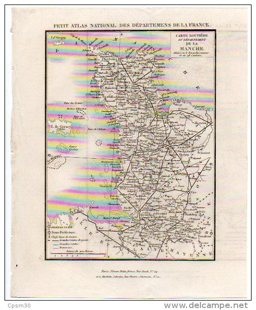 Carte Géographique - Département 50 MANCHE - Environ 1836/38 - Cartes Routières