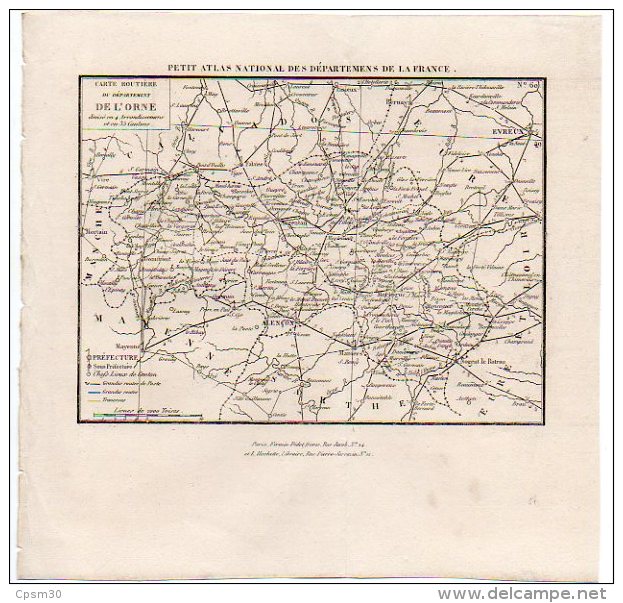 Carte Géographique - Département 61 ORNE - Environ 1836/38 - Roadmaps