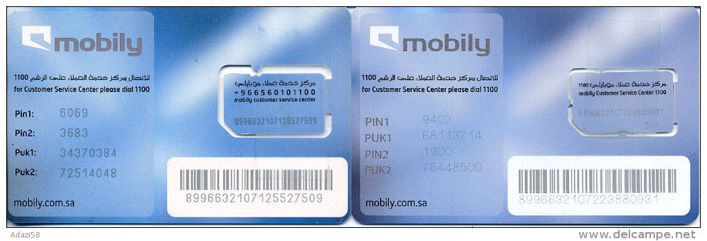 Saudi Arabia 2 GSM SIM Cards 3,5G  With Diff. Chip  Used,broken Chip - Saudi Arabia