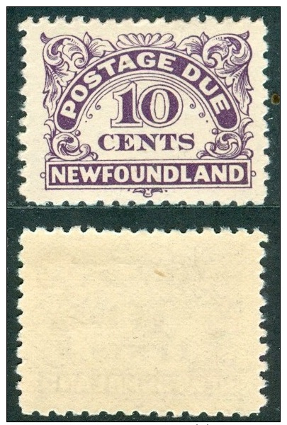 NEWFOUNDLAND 1939 Postage Due 10c. Violet, Perf. 10, VF MNH - 1908-1947