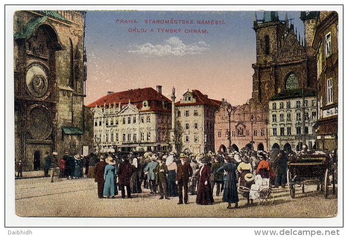 CZECHOSLOVAKIA 1918 Coloured Postcard (Prague Cathedral) With Austrian 5 H. X 2 - ...-1918 Préphilatélie
