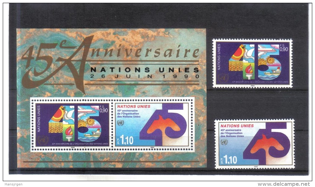 SCH1510  VEREINTE NATIONEN UNO GENF 1990 MICHL  188/89 Und BLOCK 6  POSTFRISCH - Ungebraucht