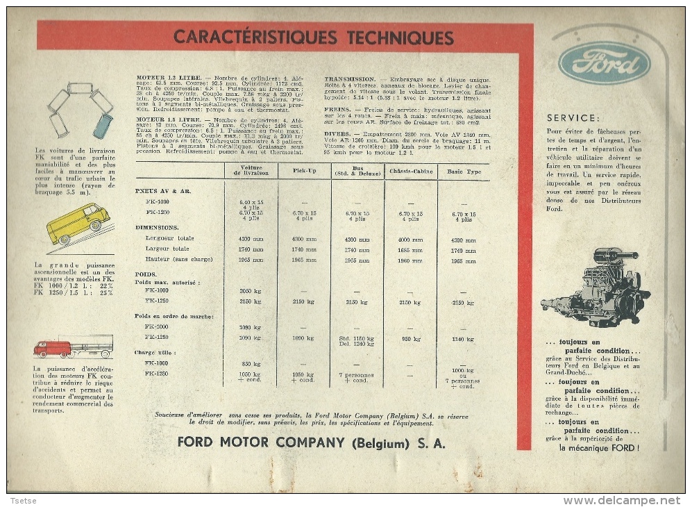 Livre publicitaire sur la Ford FK 1000 et FK 1250 - Utilitaire et Pick-Up  - Années 50 /60 ( voir scan , complet )