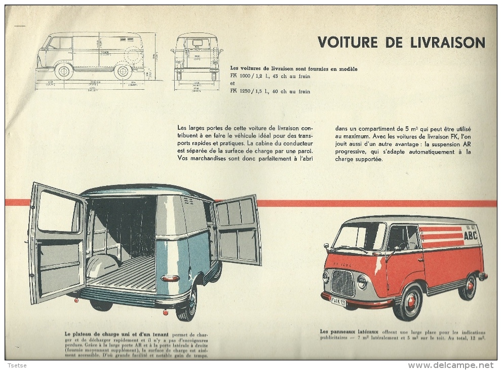Livre Publicitaire Sur La Ford FK 1000 Et FK 1250 - Utilitaire Et Pick-Up  - Années 50 /60 ( Voir Scan , Complet ) - Auto