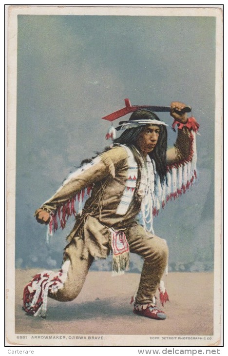 Carte Postale Ancienne ,indien, D´amérique,peuple En Disparition,OJIBWA BRAVE,guerrier,Ojiboués,a Nishinaabes,ojibwés - Non Classificati