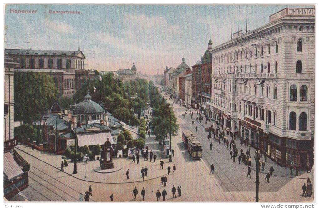 Cpa,1910,allemagne Deutschland,HANNOVER,geor Gstrasse,café Kropcke ,tram,hotel,rare - Hannover