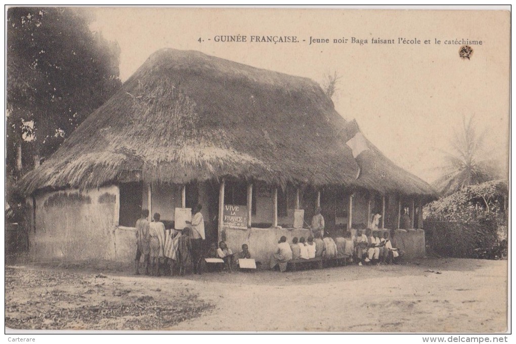 AFRIQUE Occidentale Française,AOF,guinée Française De 1901 à 1957,cour De Catéchisme Par Jeune Noir Baga,rare - Guinée
