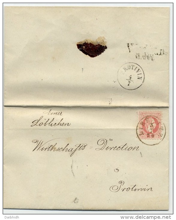 CZECHOSLOVAKIA 1870 Entire Letter From Liberec To Protivin Franked With 5 Kr.  Michel 37 I. - ...-1918 Préphilatélie