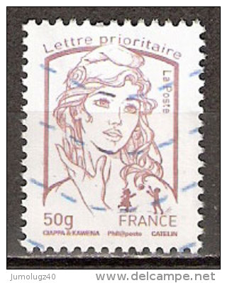 Timbre France Y&T N°4771 (02) Oblitéré. Marianne De Ciappa Et Kawena. 50g. Lilas-brun Clair. Cote : 1.05 € - 2013-2018 Marianne Of Ciappa-Kawena