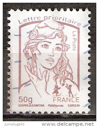 Timbre France Y&T N°4771 (03) Oblitéré. Marianne De Ciappa Et Kawena. 50g. Lilas-brun Clair. Cote : 1.05 € - 2013-2018 Marianne De Ciappa-Kawena