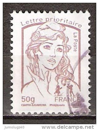 Timbre France Y&T N°4771 (04) Oblitéré. Marianne De Ciappa Et Kawena. 50g. Lilas-brun Clair. Cote : 1.05 € - 2013-2018 Marianne De Ciappa-Kawena