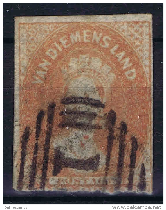 Tasmania Van Diemensland 1857 ,  Yv Nr 10  SG 25 Used  Signed/ Signé/signiert/ Approvato BRUN - Usati