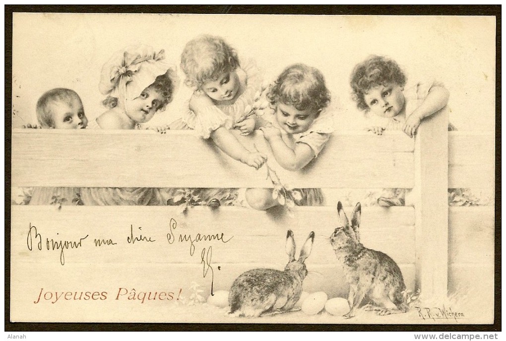 Enfants Et Lapins (Wichera MM Vienne) Joyeuses Pâques - Wichera