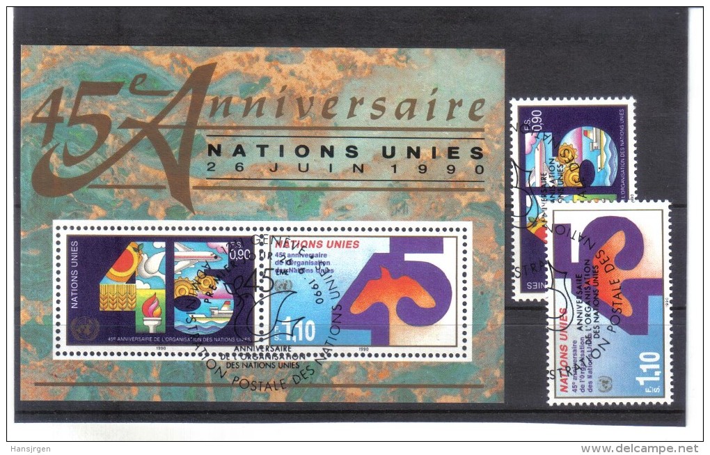 SCH 1524  VEREINTE NATIONEN UNO GENF  1990 MICHL  188/89 Und BLOCK 6  Used / Gestempelt - Used Stamps