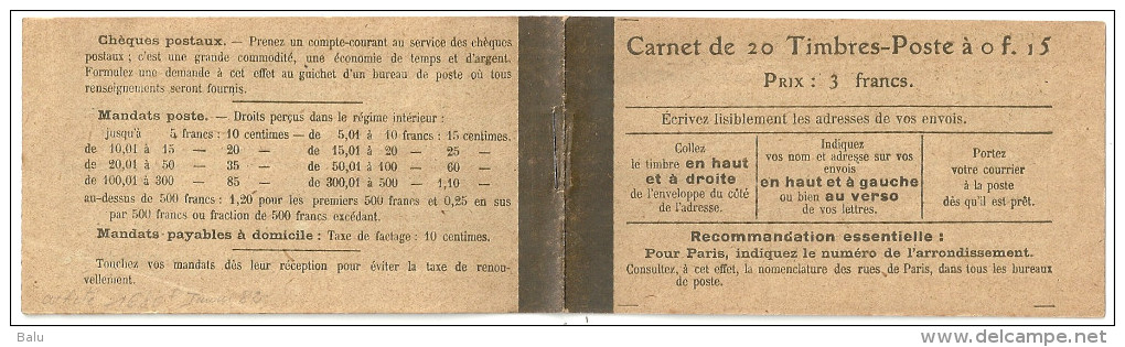 France Carnet Semeuse Lignée Yvert No. 130-C5 ** NsC MNH. Cérès 70, Dallay CA6. 4 Scans. Texte Sur 4 Pages. 130 C 5 - Anciens : 1906-1965