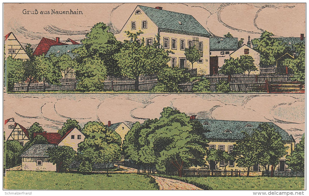 Litho AK Gruss Aus Nauenhain Ortsansicht Schule ? Gasthaus ? Bei Geithain Colditz Rochlitz Tautenhain Lausick Königsfeld - Geithain