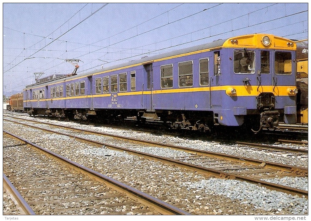 Nº365 POSTAL DE ESPAÑA DE UNA UNIDAD ELECTRICA EN PAMPLONA (TREN-TRAIN-ZUG) AMICS DEL FERROCARRIL - Trenes