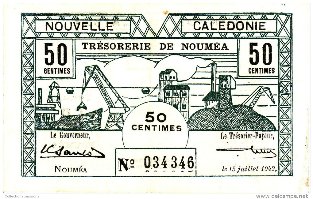 INDOCHINE - NOUVELLE CALEDONIE. Trésorerie De Nouméa. 50 Centimes - - Indochine