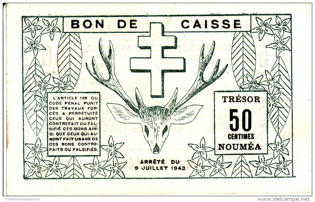 INDOCHINE - NOUVELLE CALEDONIE. Trésorerie De Nouméa. 50 Centimes - - Indochine