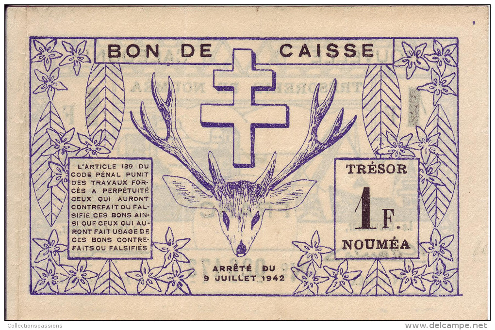 INDOCHINE - NOUVELLE CALEDONIE. Trésorerie De Nouméa. 1 Franc - - Indochina