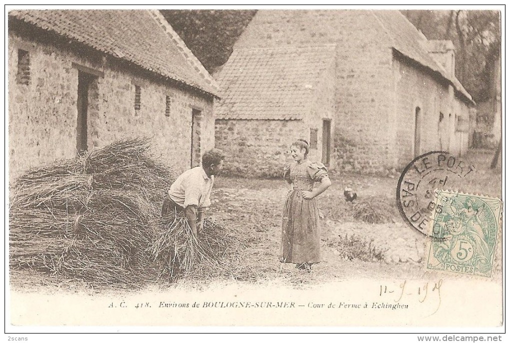 Dépt 62 - ECHINGHEN - Cour De Ferme à Echinghen (fagots De Bois) - Environs De Boulogne-sur-Mer - Autres & Non Classés