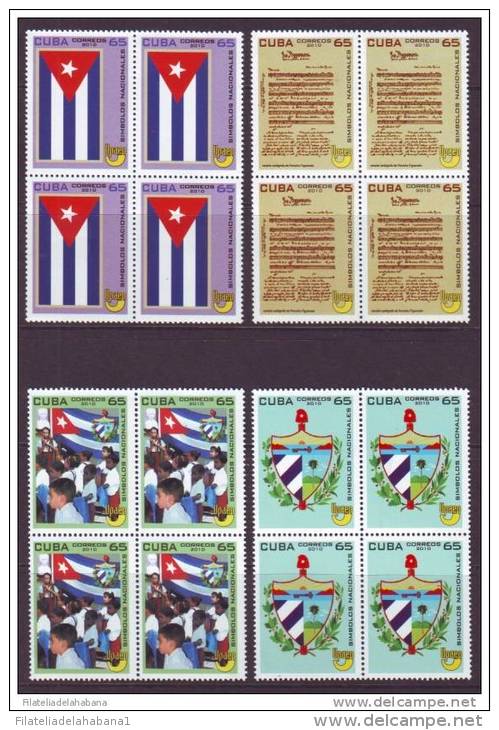 2010.18 CUBA MNH 2010 COMPLETE SET CUBAN FLAG ANIV. HIMNO, BANDERA Y ESCUDO. BLOQUE 4 - Ongebruikt