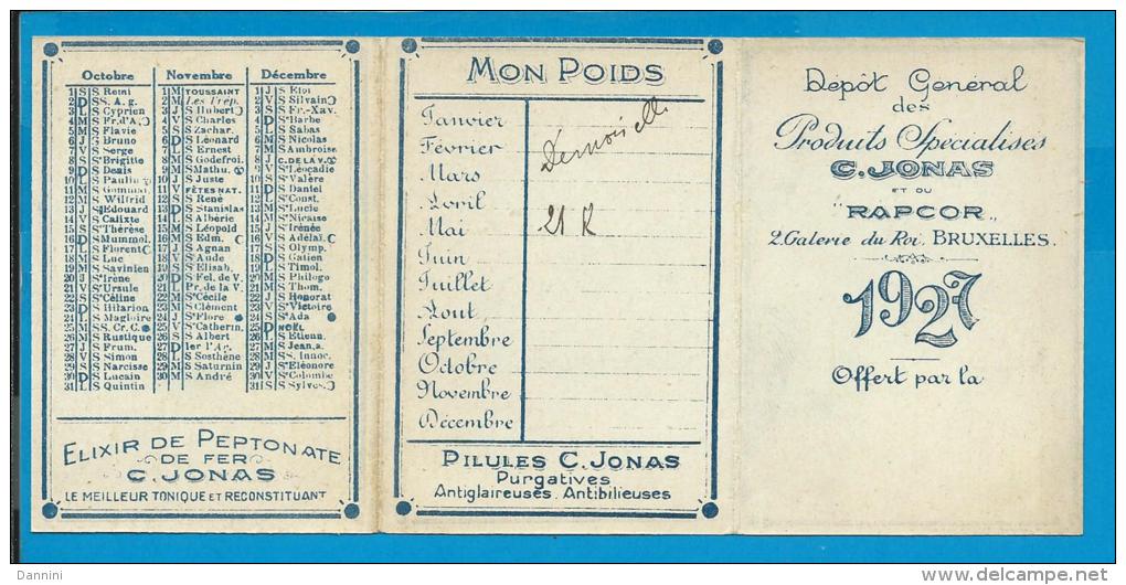 Zakkalender - Dépôt Général Des Produits Spécialises C. Jonas Et Du "Rapcor" - 1927 - Petit Format : 1921-40