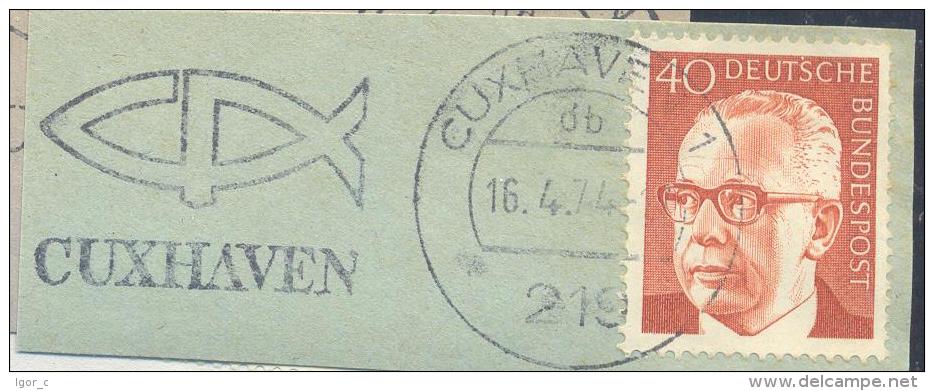 Germany Deutschland 1974 Slogan Cancellation Flamme; Fauna Fish Fisch Poisson; Cuxhaven - Fishes