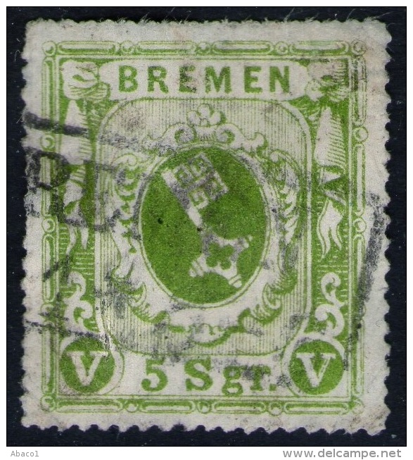 Bremen Auf 5 Sgr. Gelbgrün - Bremen Nr.9c - Pracht - Brême