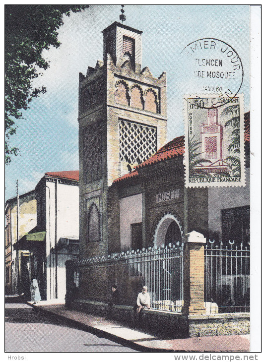 Mosquée Tlemcen, Carte Maximum France Yvert N 1238, PJ Tlemcen 1960 - Mosques & Synagogues