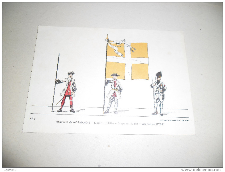 CPM Régiment De Normandie - Major - 1730 - Drapeau - 1745 - Grenadier - 1767, Imagerie Pellerin Epinal - Uniforms