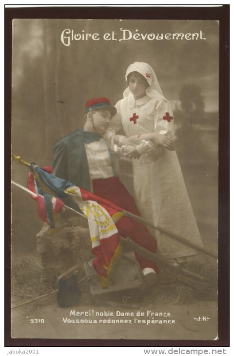 MILITARY WWI SOLDIER RED CROSS NURSE OLD POSTCARD #144 - Red Cross