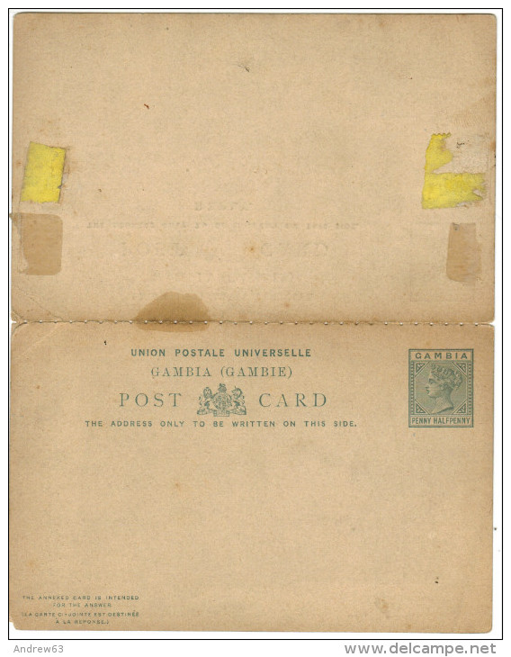 GAMBIA - Postkarte - Carte Postale - Post Card - Intero Postale - Entier Postal - Postal Stationery - With Paid Reply... - Gambia (...-1964)