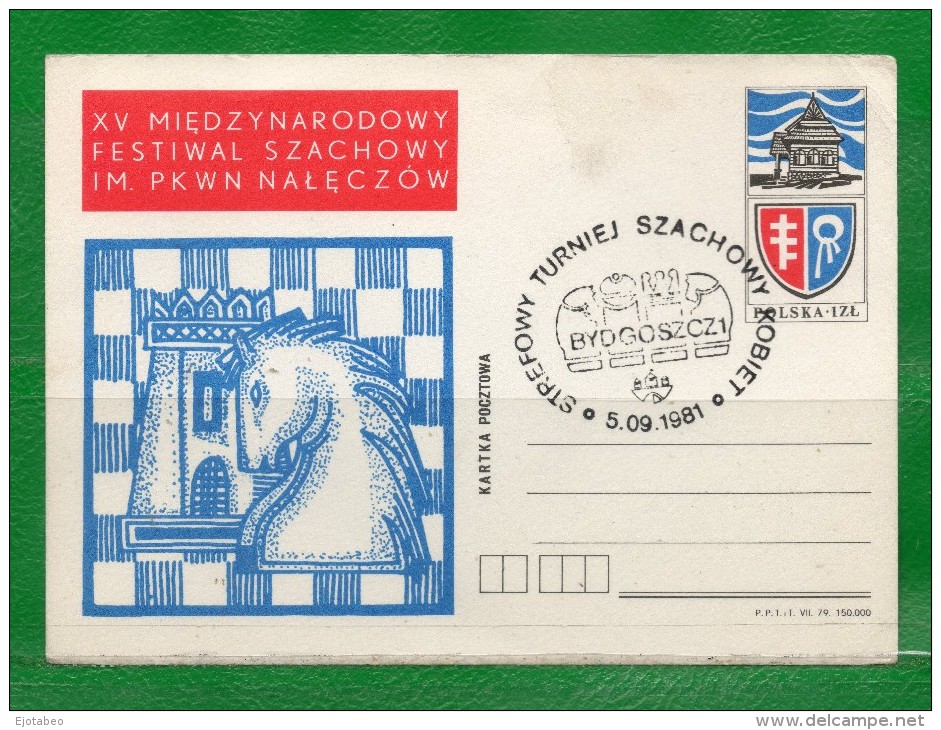 34 POLONIA 1981  Tarjeta Postal-Torneo De Ajedrés TT.: Caballos,Horses,Torres,Tower,Chess. - Variétés & Curiosités