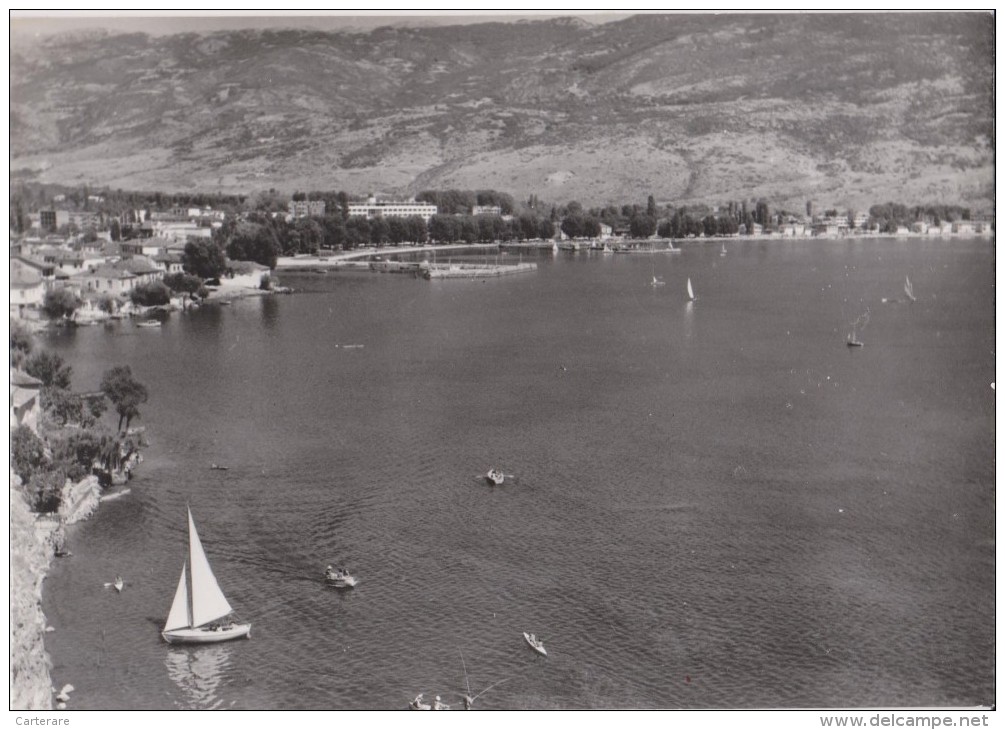 Macédoine  Avant La Guerre,le Lac D´OHRIDE En 1950,dont 1 Partie Appartient à L´albanie,bateau,voilier, Rare - Macédoine Du Nord