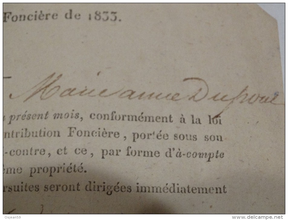 1832..........Contribution Foncière De Marianne Dupont  De Gonrieux.....(hainaut) - Historical Documents