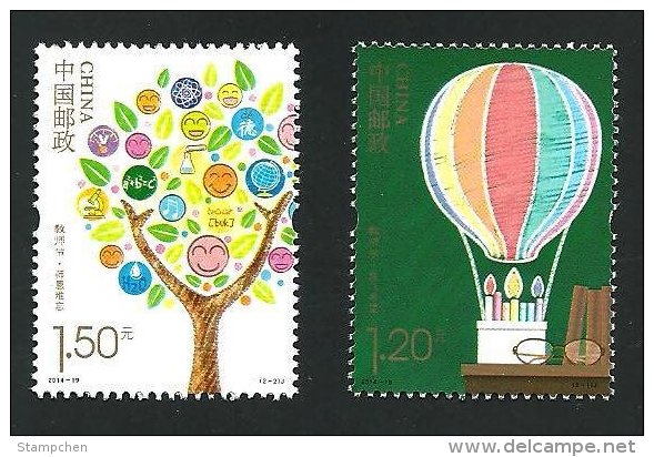 China 2014-19 Teachers' Day Stamps Balloon Candle Glasses Music Globe Book Microscope Chemical - Other & Unclassified